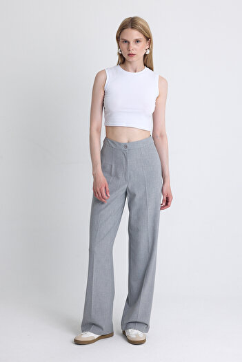 Rays Light Gray High Waist Palazzo Trousers 1001