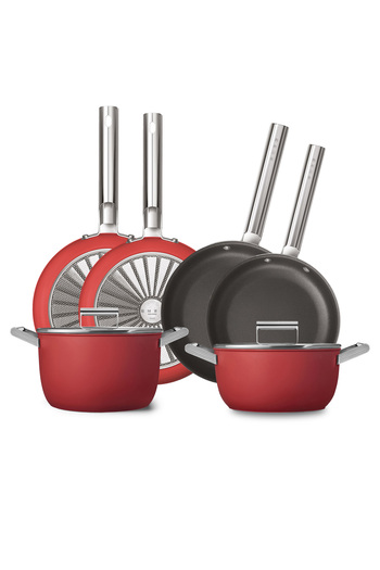 SMEG Cookware 50's Style Grande Kırmızı 6'lı Tencere&tava Seti Ckwgrnd