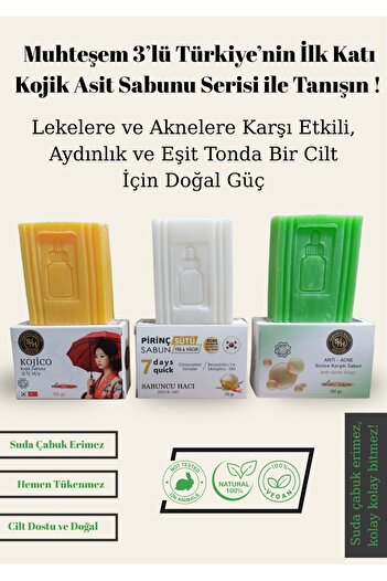Sabuncu Hacı Solid Kojic Acid Soap, Anti-Blemish Kojic Acid Soap with Turmeric and Kojic Acid Effect 120 Gr