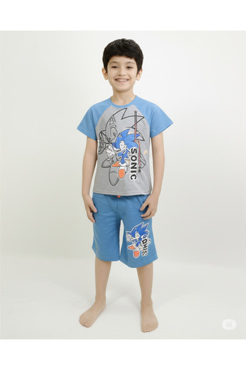 Neefy 2025 Summer New Season Sonic 1 Set 2 Pieces Printed First Quality Combed Cotton Set