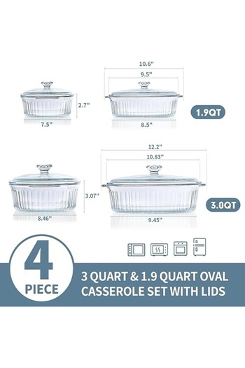Chefline Borosilicate Glass Casserol With Lid, 1.6l Heat-resistant, Durable & Safe Food Storage