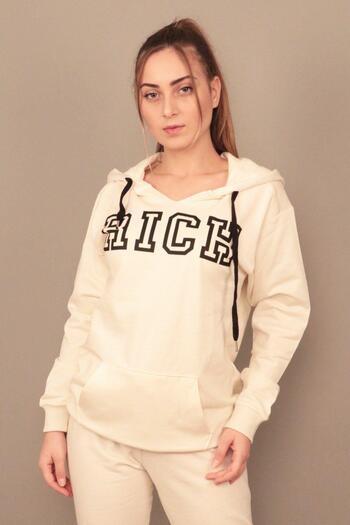 RICH GİYİM Rich Women's Printed Hooded Sweatshirt