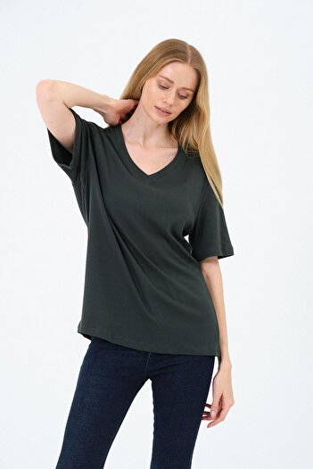 Rich Γυναικείο κοντό μπλουζάκι με λαιμόκοψη V - Interlock Fabric