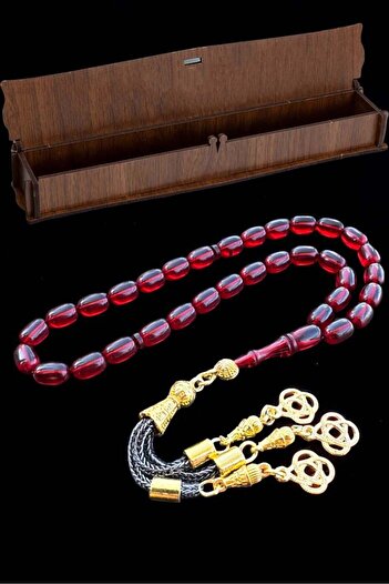 Teta Collection Certified Master Craftsmanship Blood Red Fire Amber Gift Wooden Boxed Rosary