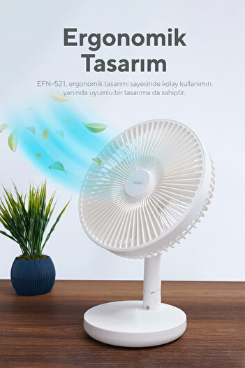 Genel Markalar Masaüstü Şarj Edilebilir 3 Kademeli 1200mah Bataryalı Beyaz Usb Fan Vantilatör