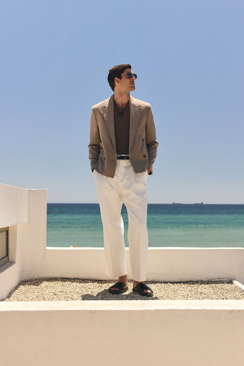 Antioch Brown Relax Fit Double Breasted Crop Men's Blazer Jacket