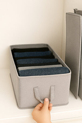 SER&YAT 4 Pcs Interlining in Cabinet Shelf Organizer Mukkavva Foldable Clothing Storage Box 45 Cmx25 Cmx20Cm