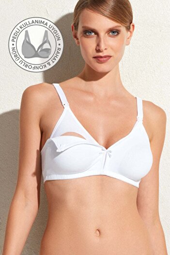 Pierre Cardin Sutien de alăptare din bumbac alb 6115 fără capac pentru femei
