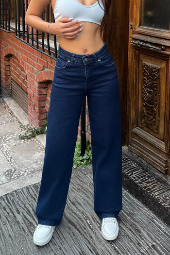 BİKELİFE Women's 90's Stretchy Wide Leg Relaxed Palazzo Jeans