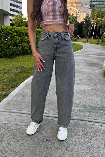 BİKELİFE Women's Street Style Loose Cut Wide Leg Baggy Jeans