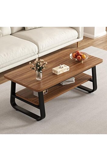 Generic Coffee Table Coffee Table 2-Layer Industrial Cocktail Table Multi-Function Shelf, Used in Bedroom Li