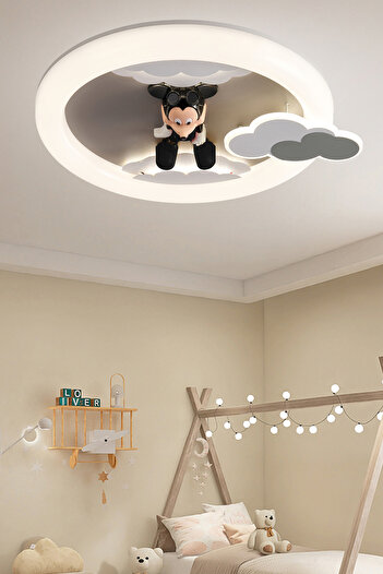 Apliqa Moddy Ledli Mickey Desenli Plafonyer Çocuk Odası Avize