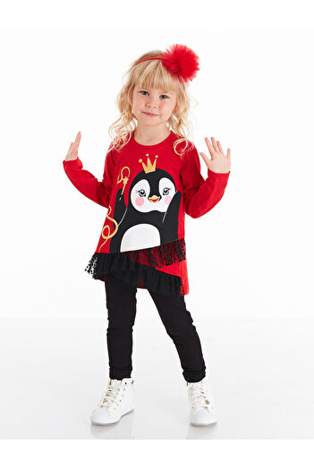 Denokids Penguin Lace Girls Tunic Tights Set