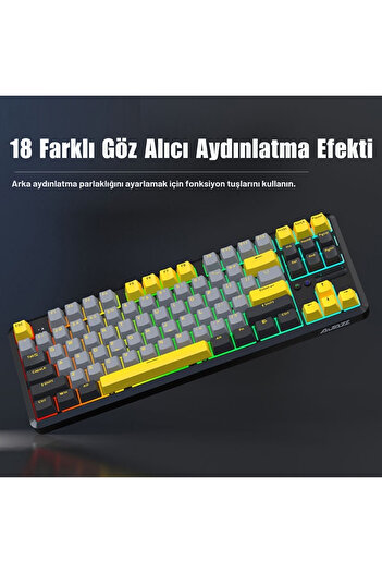 Ajazz K870T Pro 3 Modlu Hot-Swap RGB, Mekanik Klavye - Siyah