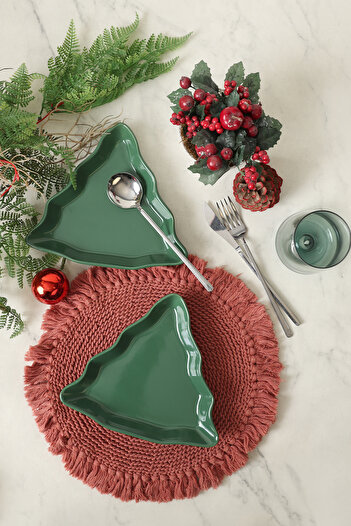 Keramika Green Pine Boat Plate 22 cm 2 Pieces 308