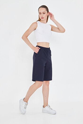 TRENDHİLL Women's Cotton Capri Navy Blue 7003-L
