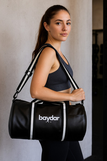 baydar - Cylinder Sports and Travel Bag Faux Leather 1St Quality Unisex, Shiny Waterproof Leather Fabric