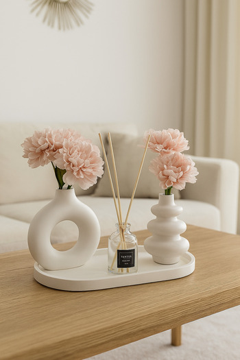 VANTES Decorative Vase Room Fragrance Set 3-Piece Object-Trinket-Room Fragrance Japanese Cherry (Flower Not Included)