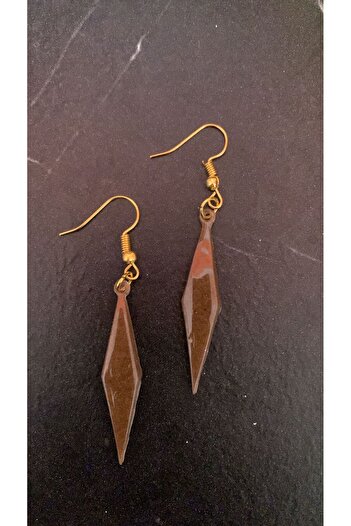 MISS GOLDEN Brown Gold Colored Large Tile Shape Gold Accessory Dangle Epoxy Earrings Gift