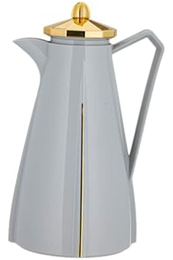 ALSAIF Coffee and Tea Vacuum Flask, leak-proof and keeps drinks hot, 1Liter, gray/Gold