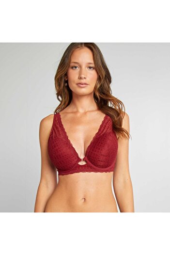 KIABI Lace bra for D & E cups RED