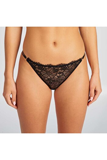 KIABI Sheer lace tanga briefs BLACK