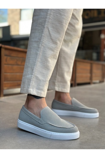 MehLey Ba0241 Laceless High Sole Gray Suede Men's Shoes