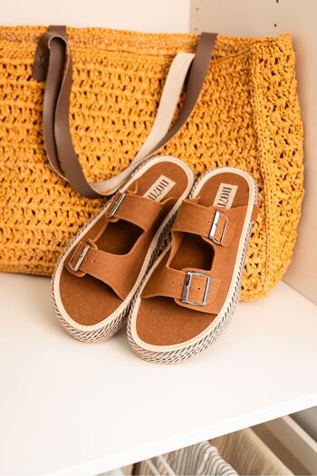 by selvi Lukka Shoes Χειροποίητες ανδρικές παντόφλες από φυσικό ψάθι με διπλή πόρπη Francesco Taba