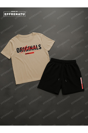 EFFRENATU Trendy Clothing Set of T-Shirts and Shorts with Print in Different Colors and Large Sizes