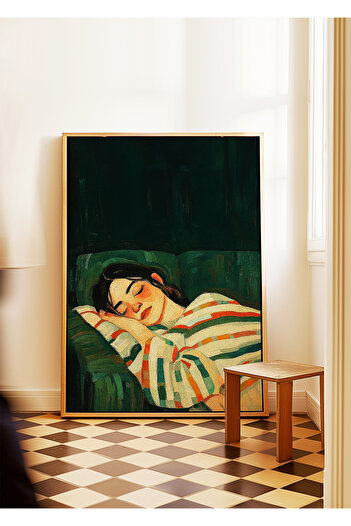 ARTHOUSECOLLECTIVE Poster Femeie Dormitoare – Visuri Pastel - Poster fără cadru