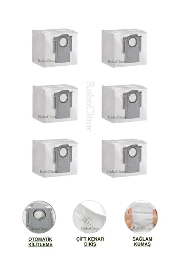 Roboclinic 6Pcs Dust Bags Compatible for Roborock S8 Plus, S8 Pro Ultra Robot Vacuum Cleaner