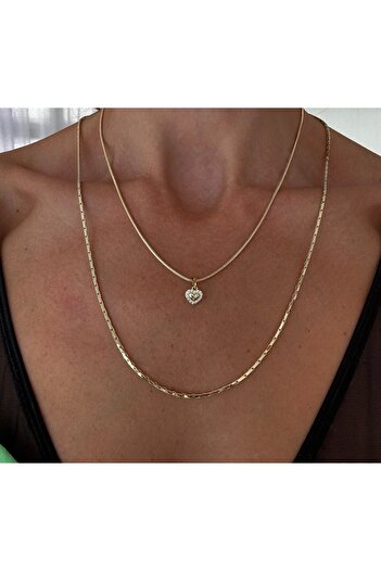 xUPING Altın Kaplama Minimal Kalp Kolye Kararmaz 14K Rengindedir 45cm