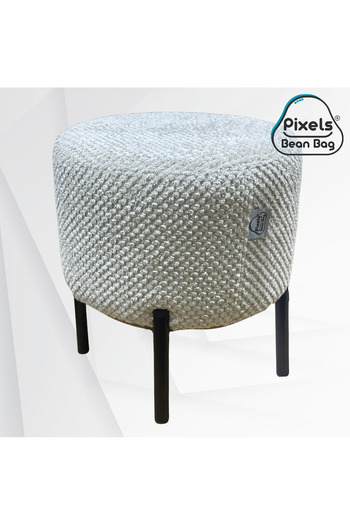 PixelsBeanBag مقعد عثماني دائري قماش الكتان من بكسل بين باج بقواعد معدنية، لغرفة المعيشة وغرفة النوم