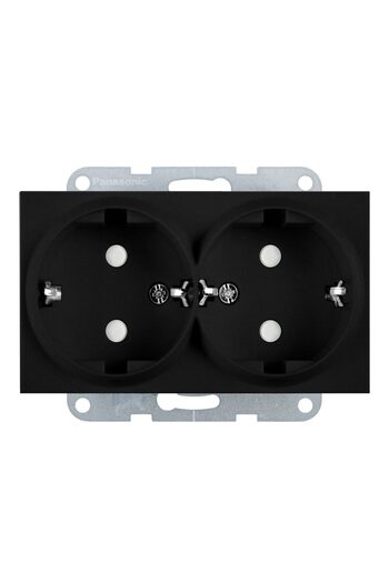 PANASONIC Double Schuko Socket Mechanism with Child Protection Karre Plus 55 Black