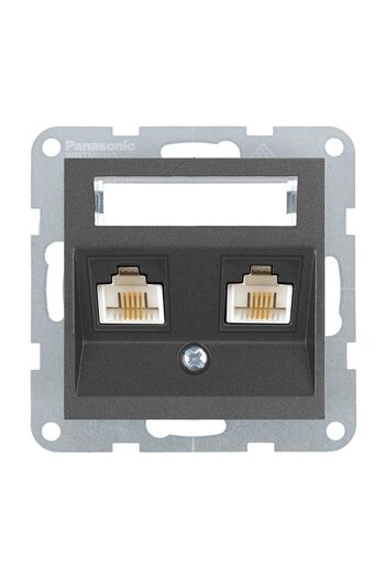 PANASONIC 2xCAT3 TELEPHONE SOCKET with MECHANICAL LABEL KARRE PLUS 55 SMOKE