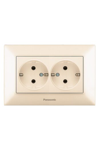 PANASONIC Priză dublă Schuko 16A Arkedia Slim Bej