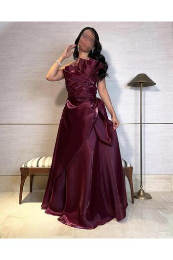 toog Burgundy chiffon dress with sequins.