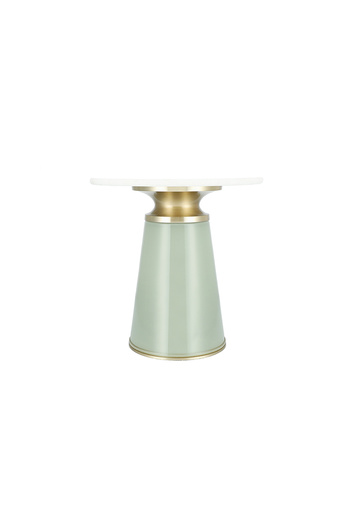 Generic Side Table Grey Glass Base White Marble Top - 46 *46 cm