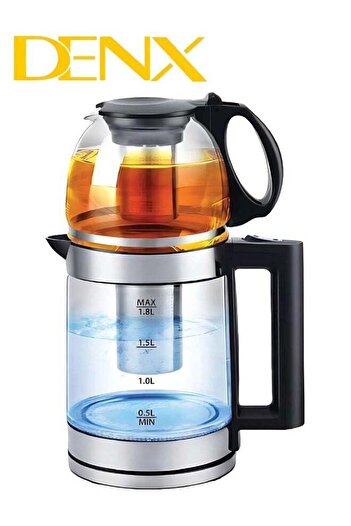 Primo Plus Turkish Tea Maker and Kettle 2 in 1 Glass 1.8L + 1L 1500 Watts DX2015
