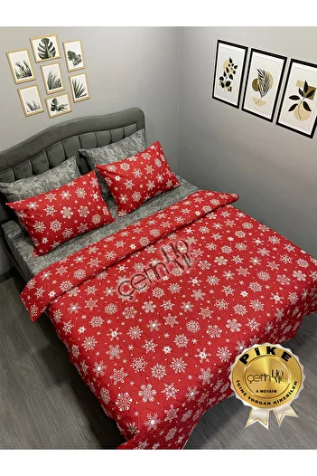 Çetinhome 4 Seasons Double Quilted Pique Set, Duvet Cover Set |   Fitted Sheet, 4 Pillowcases