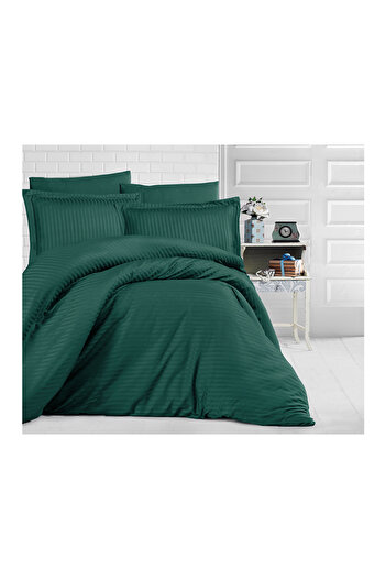 Pucioasa Thick damask bed linen 1 person, Green