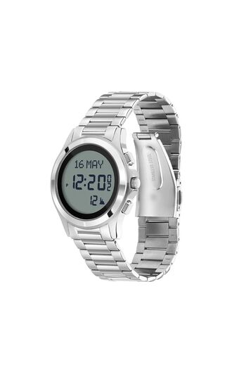 ALFAJR Men's WR-02 Digital Watch with Stainless Steel Strap - 37mm - Silver - New Edition