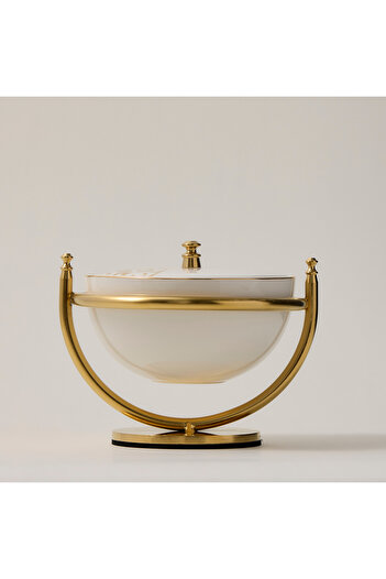 Dallaty white porcelain nut bowl with stand