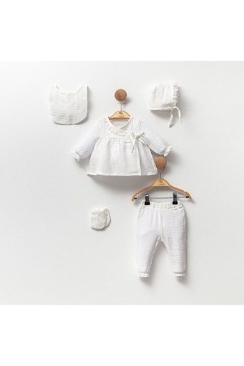 Cassiope Muslin Five-Piece Hospital Discharge Set with Points 100% Cotton