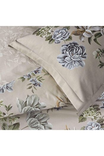 Taç Double bed linen, 100% satin cotton, floral pattern, TAC Mako-Satin, Elodie Beige