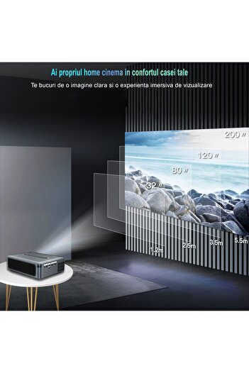 WowStep Videoproiector, Android, Bluetooth, 12000 Lumeni, Full Hd, Hdmi, Vga, Av, Usb, Dolby