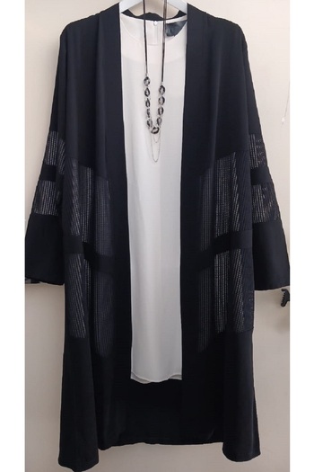 N.Y.YILDIZ Star Mesh Jacket Long Tunic Jacket Shawl Collar Evening Dress Double Set