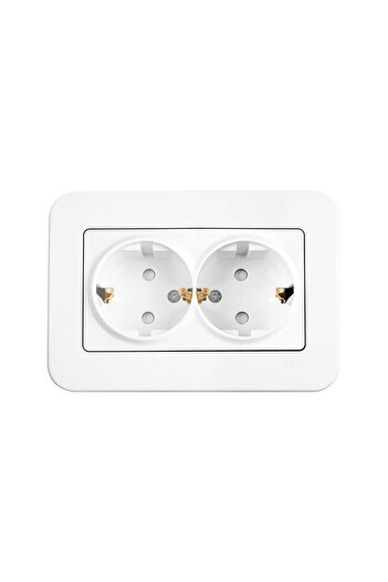 PANASONIC Double Schuko Socket with Child Protection Rollina White