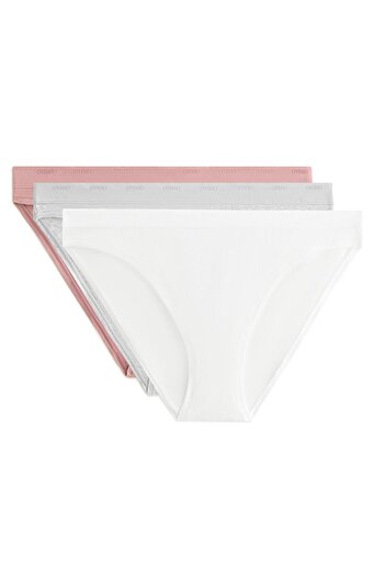 Oysho 3 cotton blend classic briefs with logo