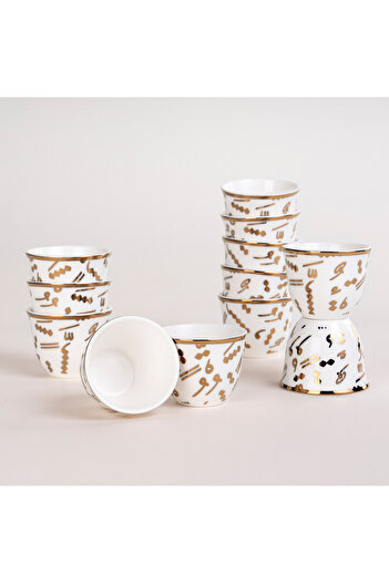 Dallaty La Mesa gold and white coffee cups set 12 pcs 90ml
